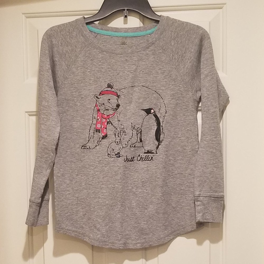 Sonoma Life + Style Intimates Small Long Sleeve T Shirt Gray With Animals
